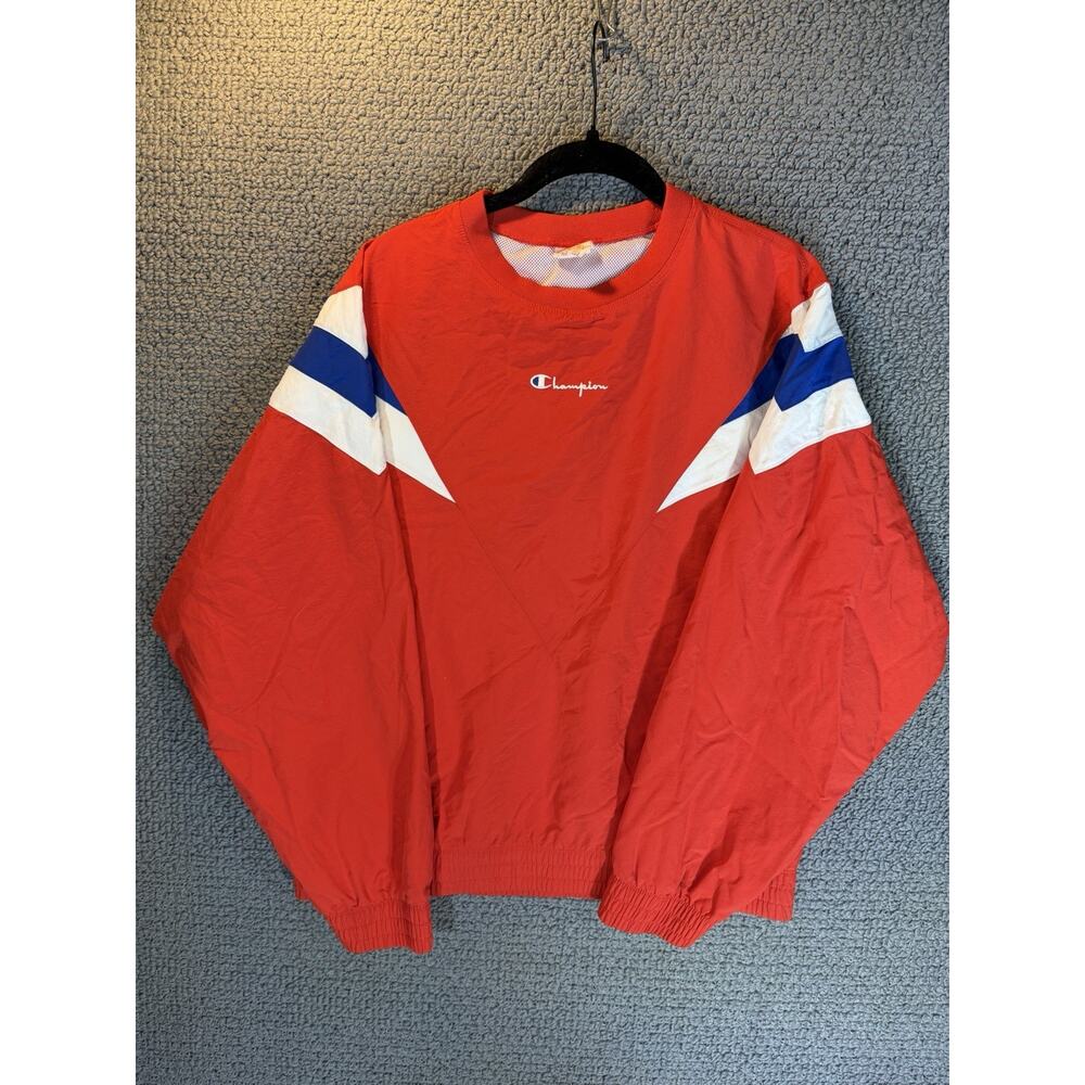 CHAMPION Vintage Red White & Blue Warm Up Windbreaker Track Top Size XL